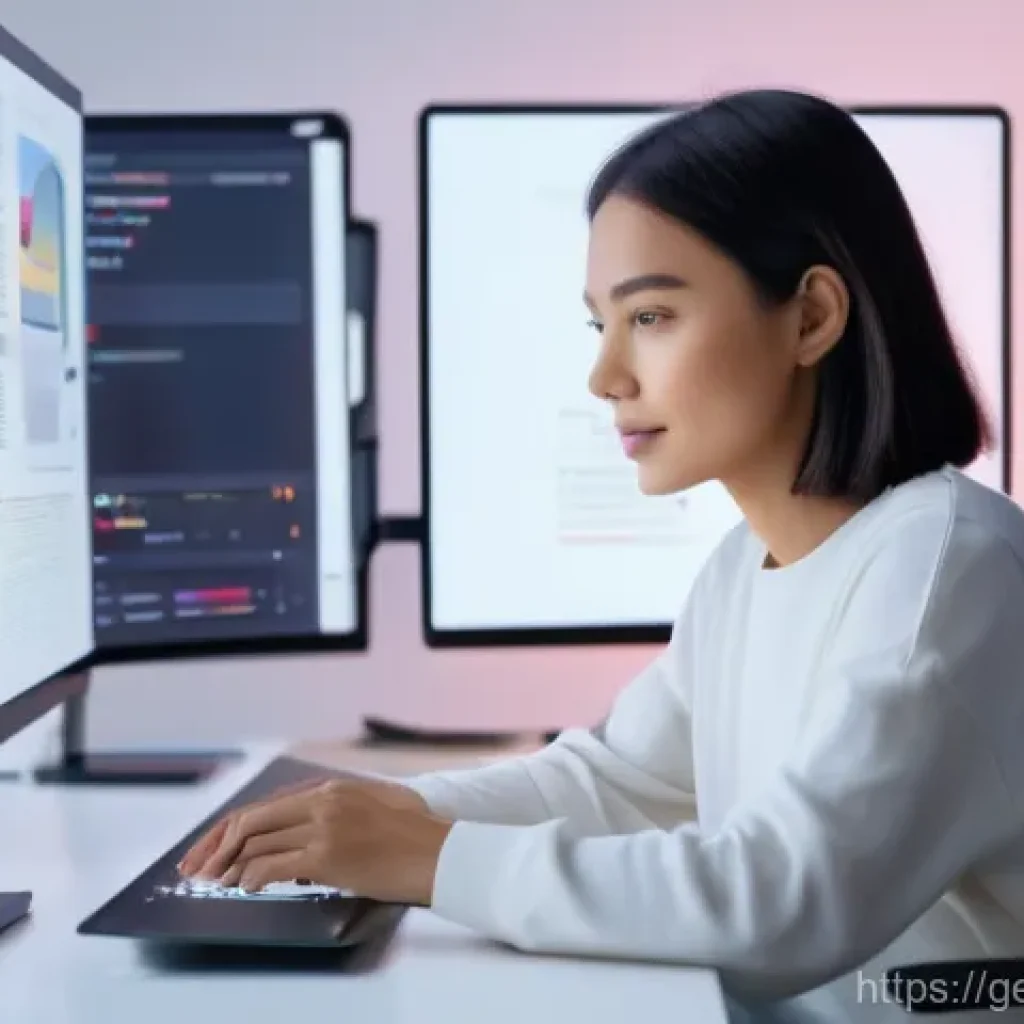 생성형 AI를 통한 콘텐츠 혁신 사례 - **AI-Powered Content Creation Studio**
A dynamic, futuristic image of a young female content cre...