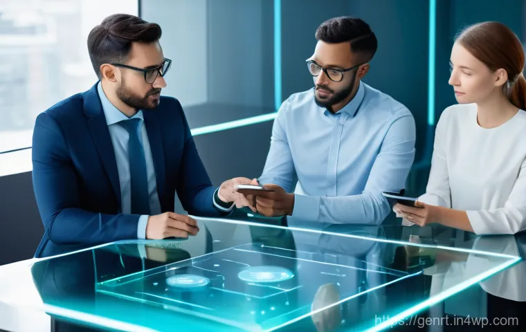 AI를 활용한 창의적 비즈니스 전략 - **Prompt 1: AI as a Strategic Business Partner**
A diverse team of four business professionals, ...