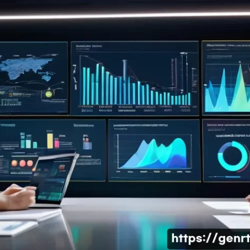 Home 31 생성형 AI를 통한 데이터 분석의 창의적 접근 - A futuristic office scene with diverse professionals gathered around a large digital touchscreen tab...