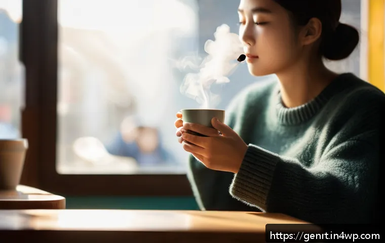 AI 기술을 활용한 스토리텔링 기법 - A warm, inviting scene of a cozy coffee shop interior bathed in soft natural sunlight, with a person...